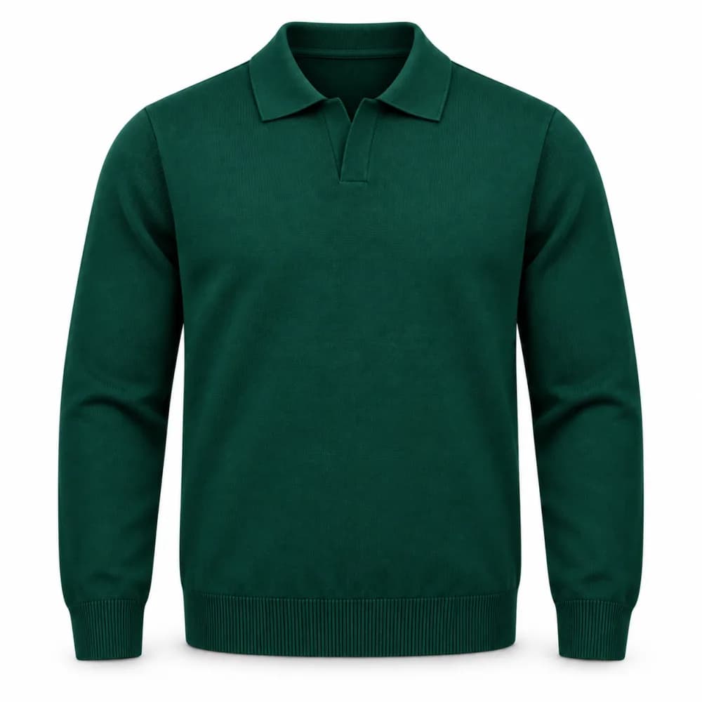 Erkek Polo Yaka Triko Kazak - Yeşil