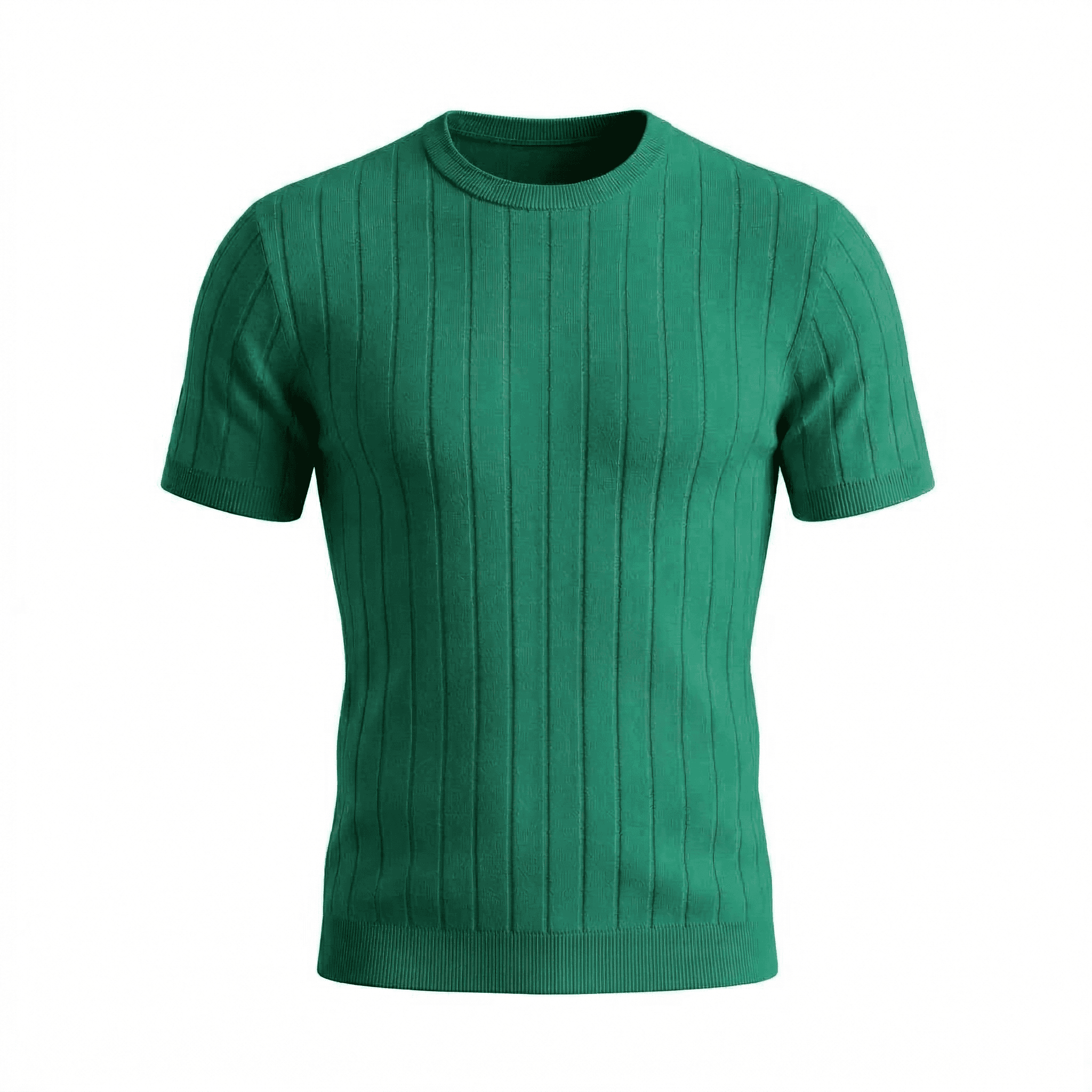 Erkek Fitilli Triko Tişört Yeşil