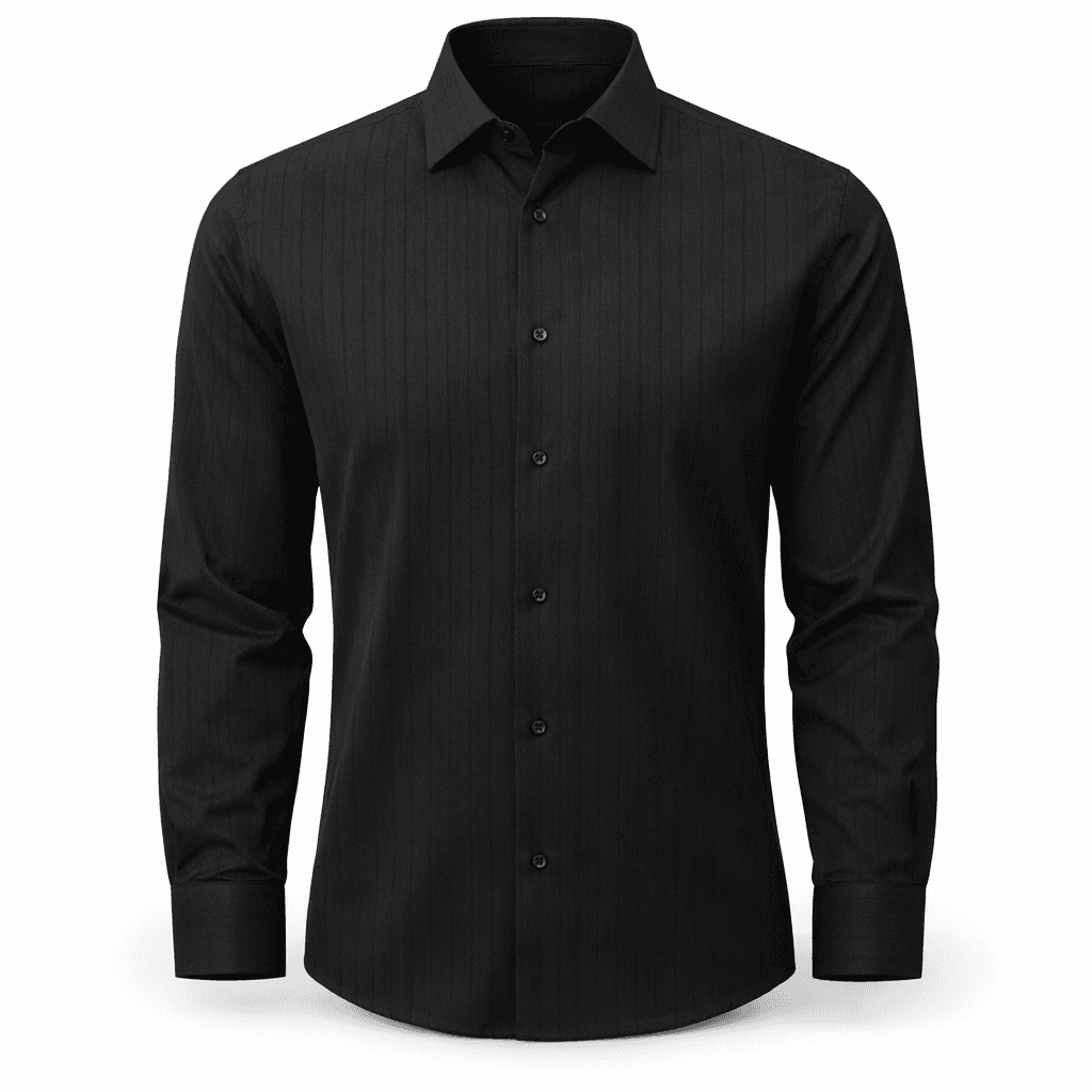 Erkek Fitilli Slim Fit Gömlek - Siyah