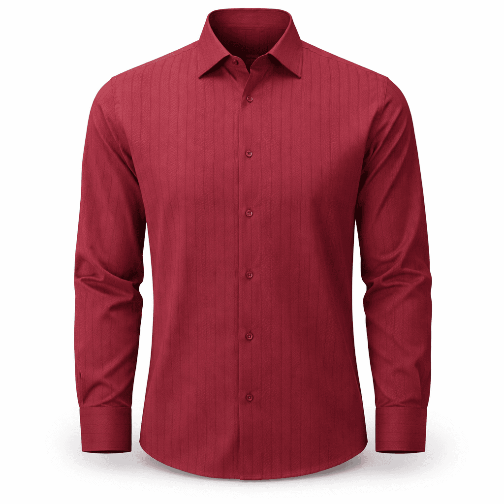 Erkek Fitilli Slim Fit Gömlek - Bordo