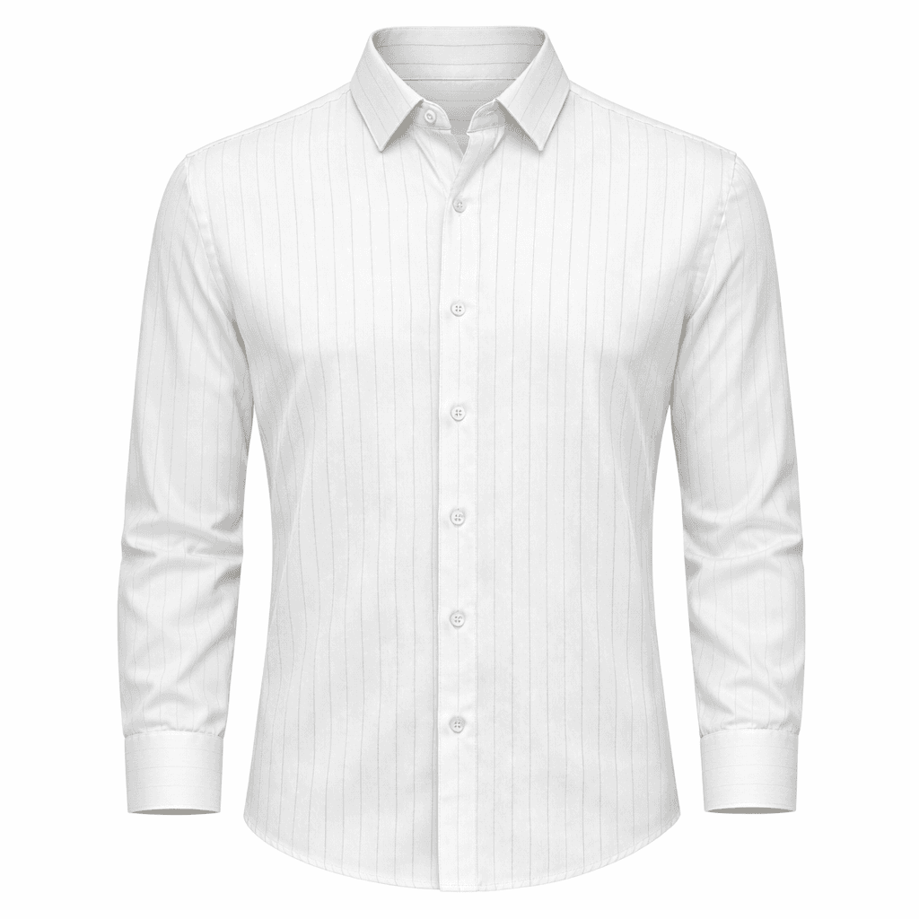 Erkek Fitilli Slim Fit Gömlek - Beyaz