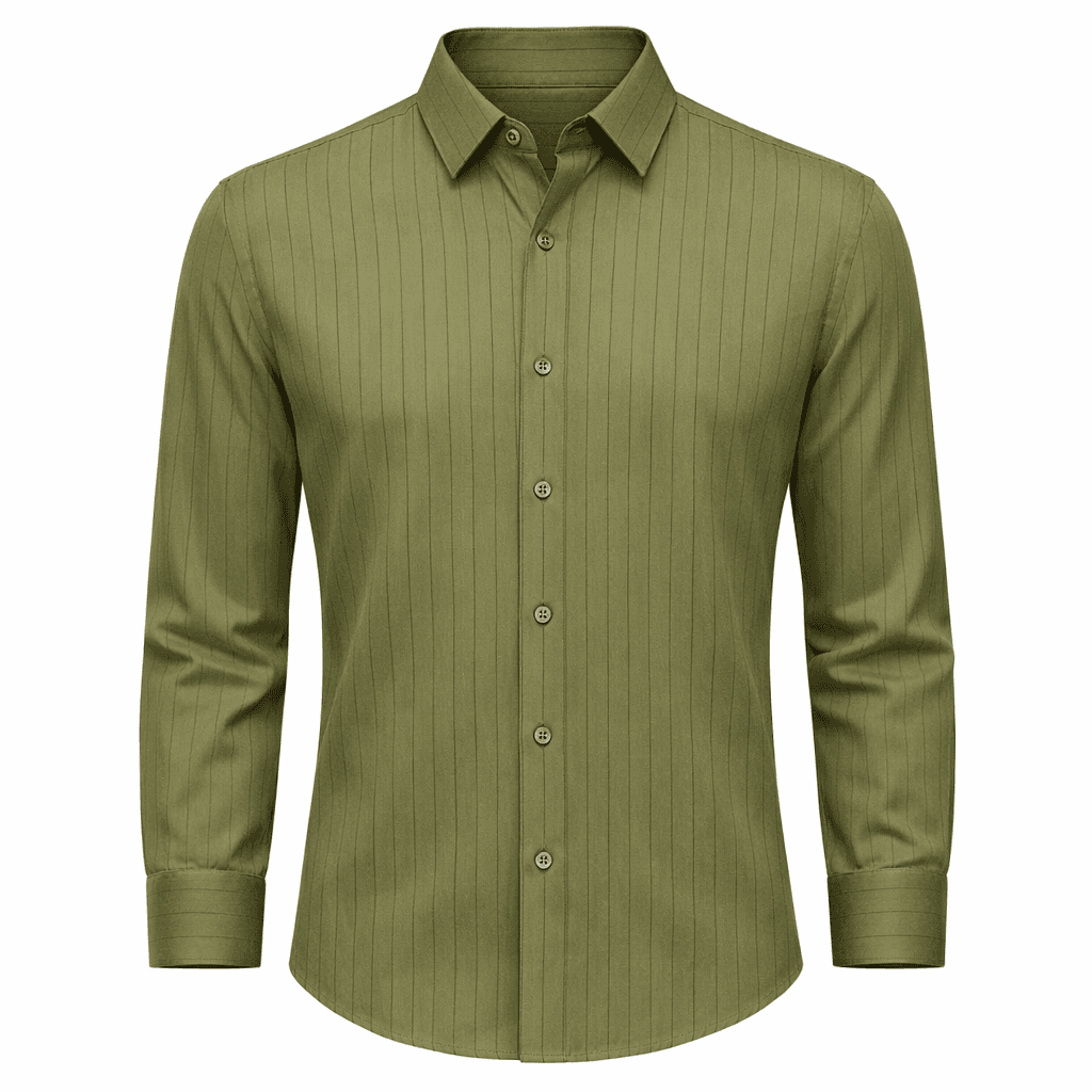 Erkek Fitilli Slim Fit Gömlek - Haki