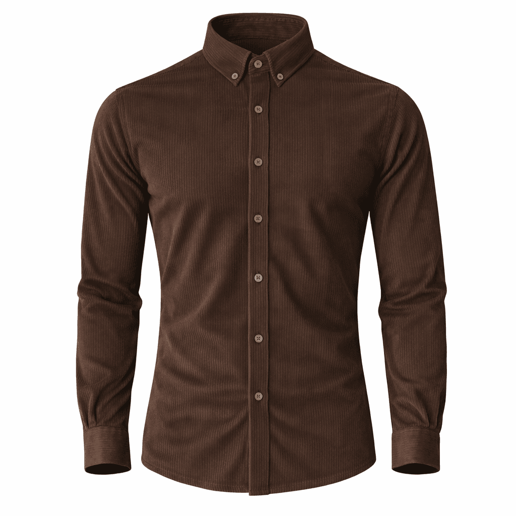 Erkek Kadife Slim Fit Gömlek Kahverengi