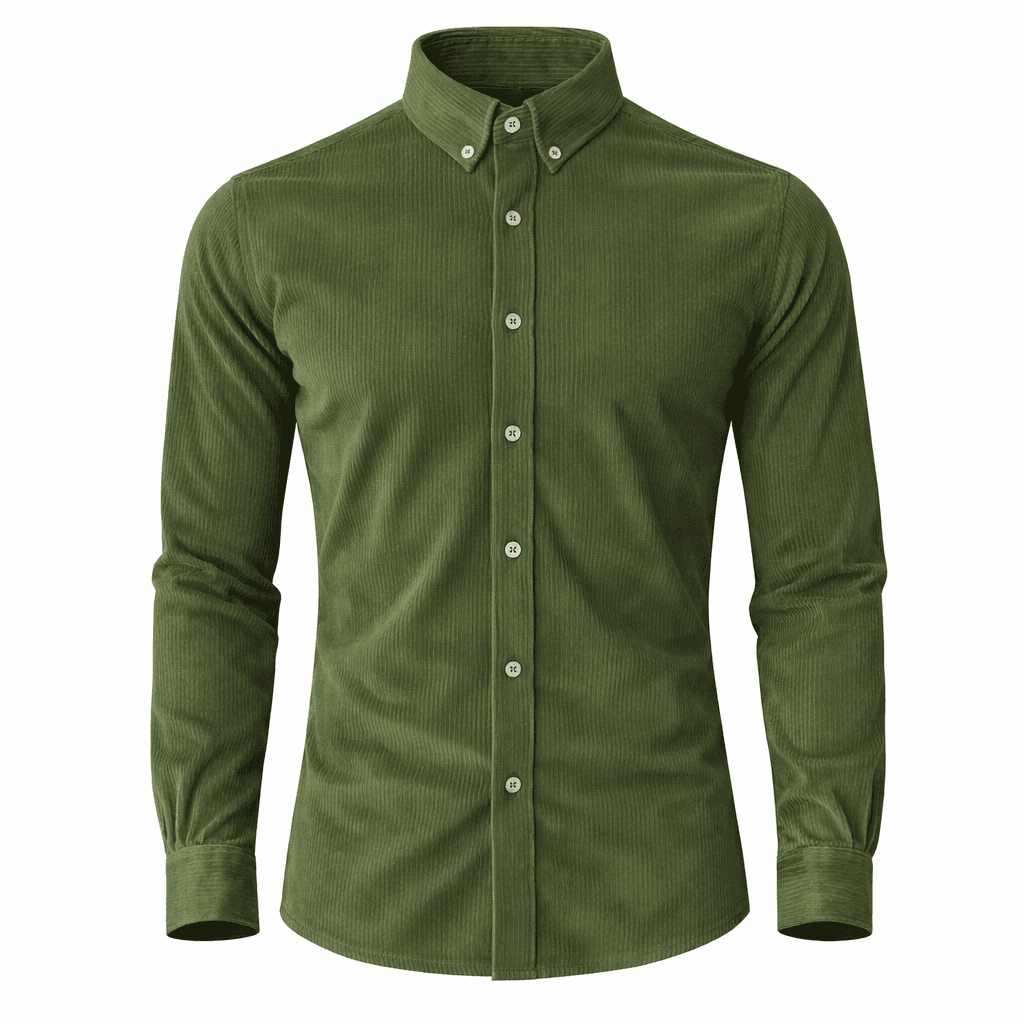 Erkek Kadife Slim Fit Gömlek Haki