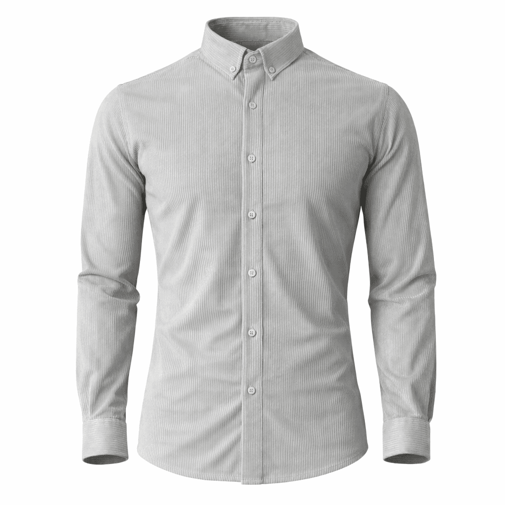 Erkek Kadife Slim Fit Gömlek Gri