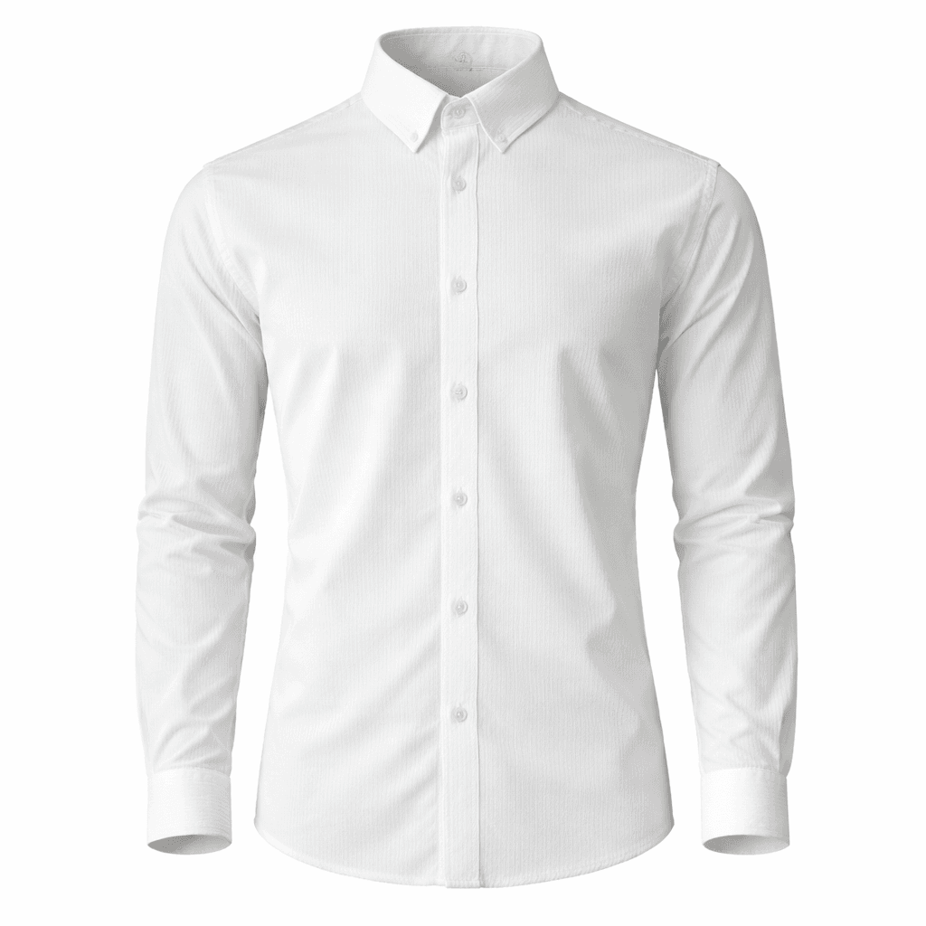 Erkek Kadife Slim Fit Gömlek Beyaz