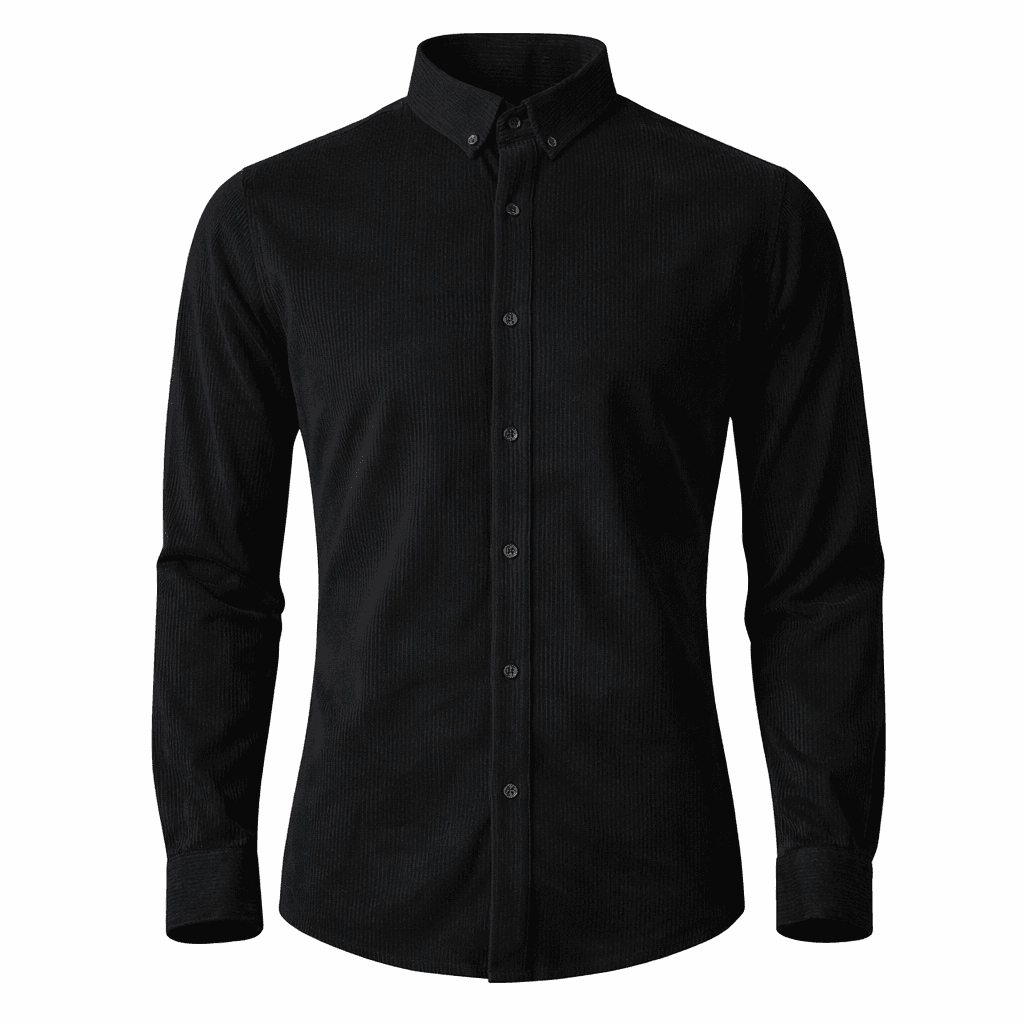 Erkek Kadife Slim Fit Gömlek Siyah