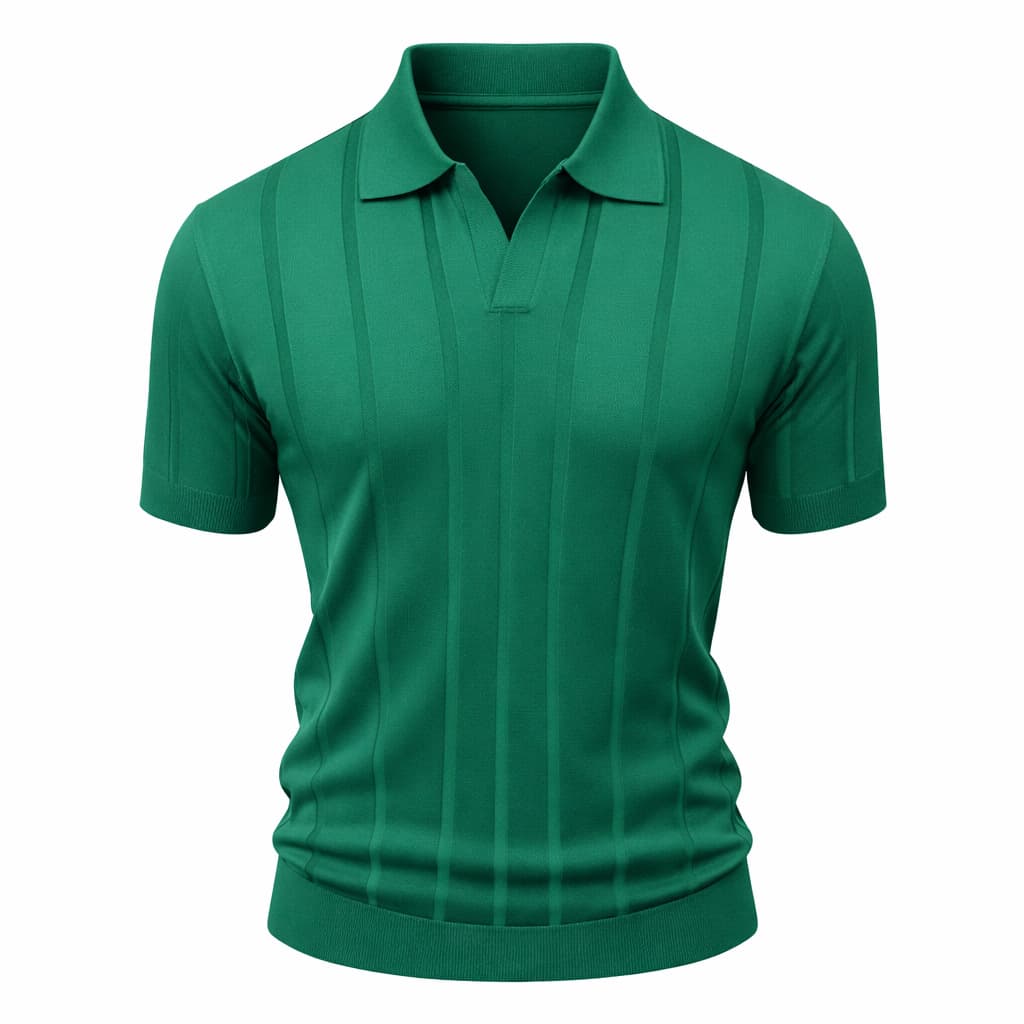 Erkek Dikişli Triko Polo Tişört Yeşil