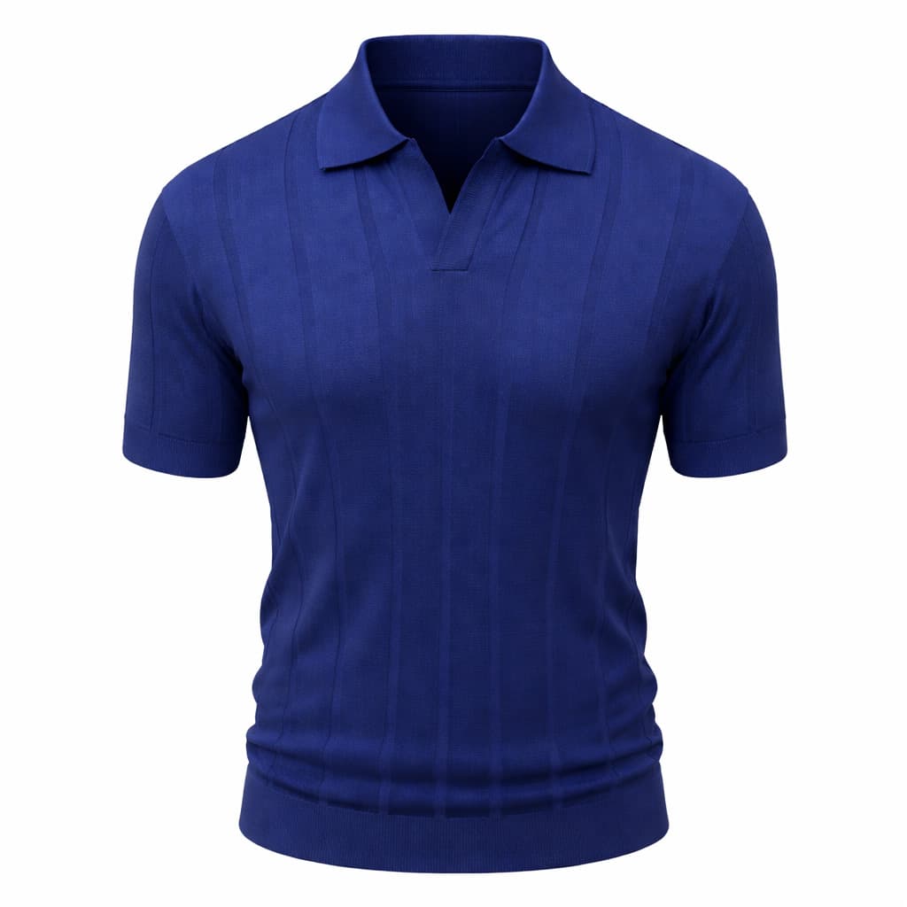 Erkek Dikişli Triko Polo Tişört Saks Mavisi