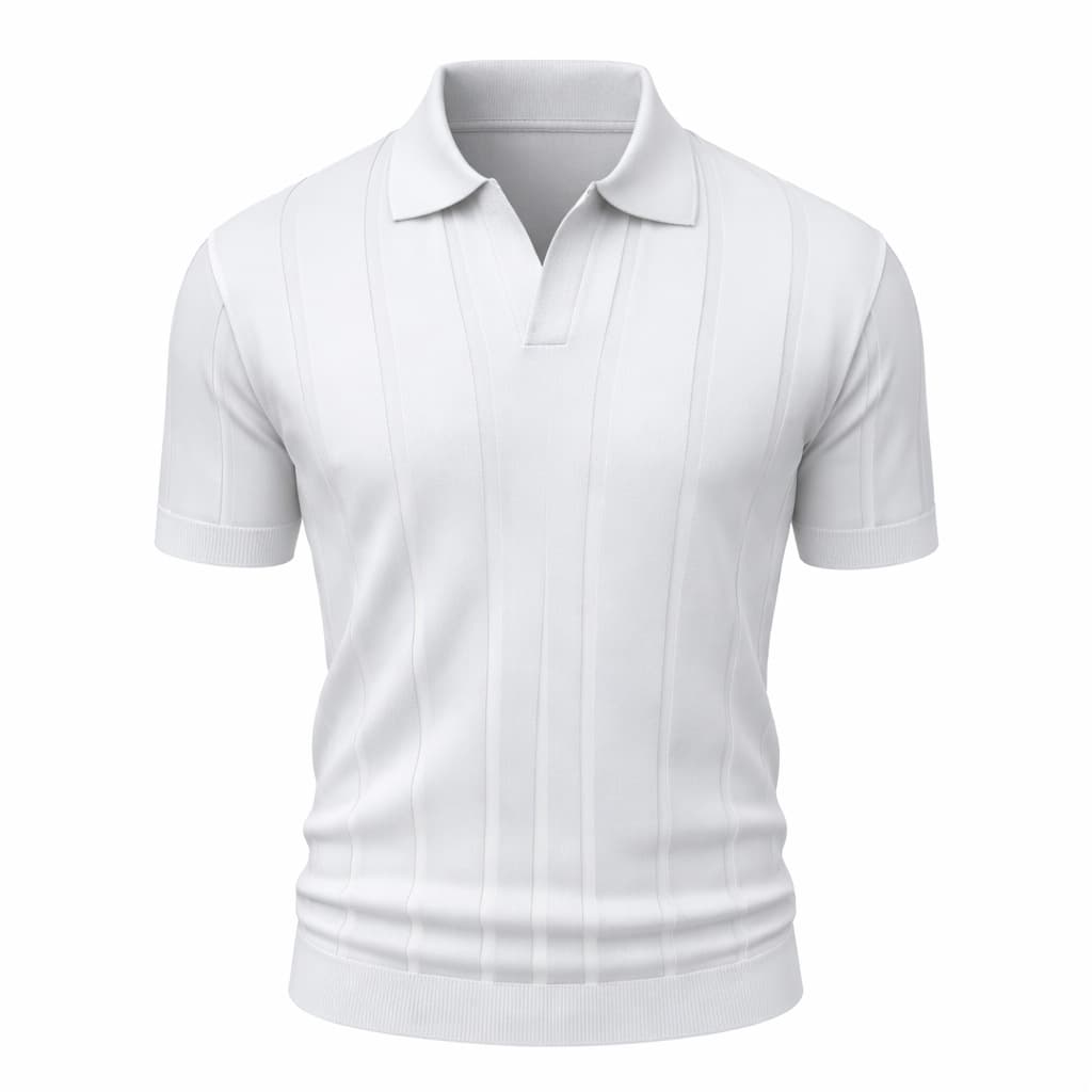 Erkek Dikişli Triko Polo Tişört Beyaz