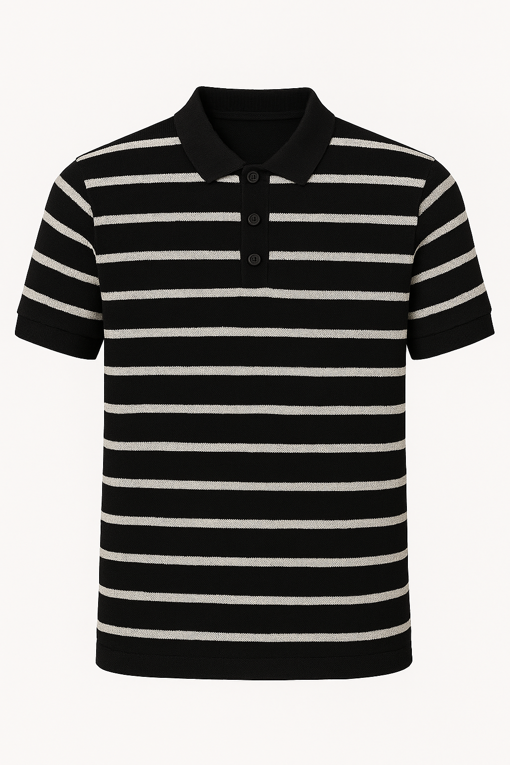 Siyah Beyaz Çizgili Polo Yaka Tişört – TS013