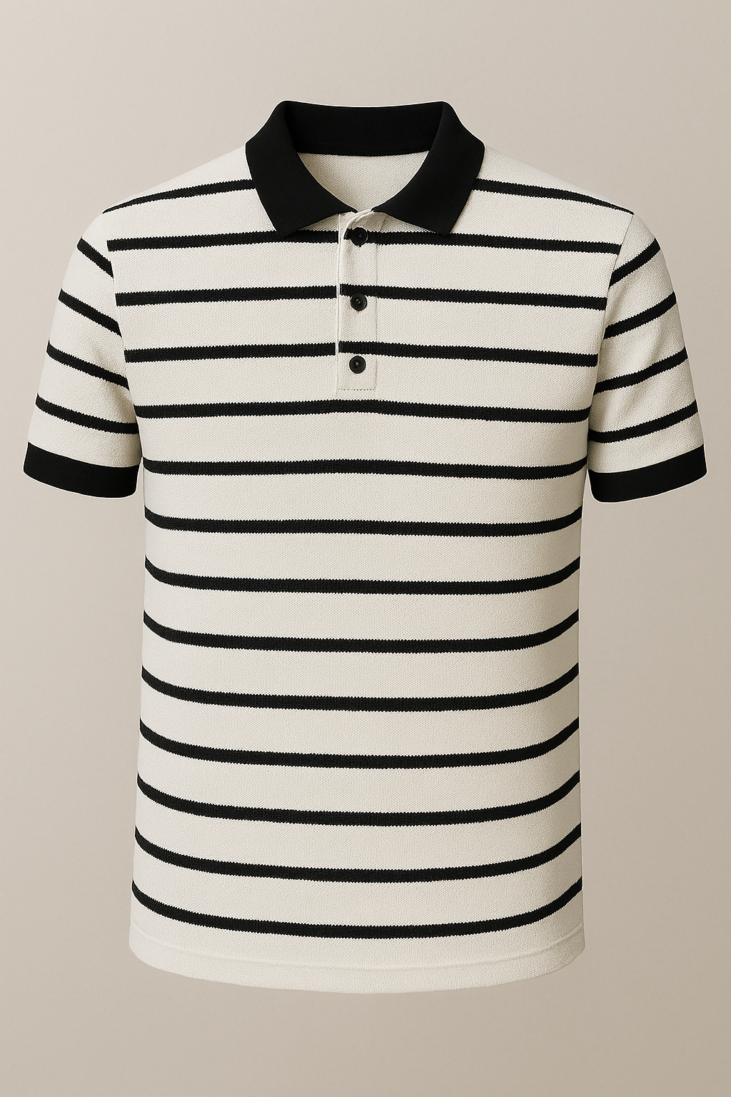 Beyaz Siyah Çizgili Polo Yaka Tişört – TS014