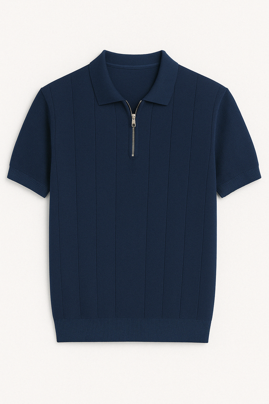 Erkek Lacivert Fermuarlı Polo Tişört – TS019