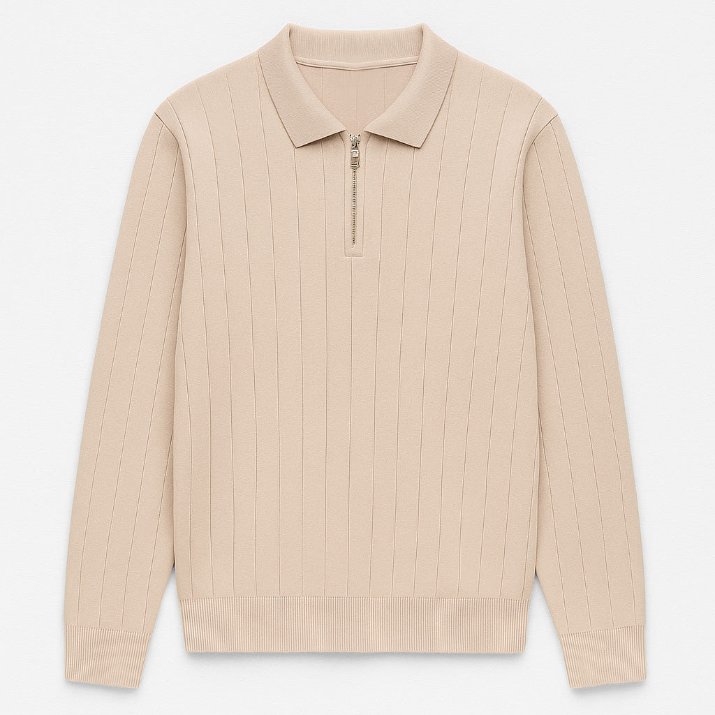 Erkek Yarım Fermuarlı Lacivert Polo Triko - M027