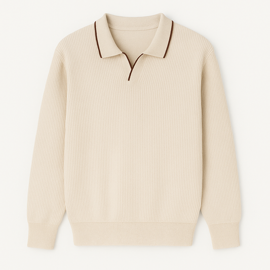 Erkek Şerit Detaylı Bej Polo Triko – M010