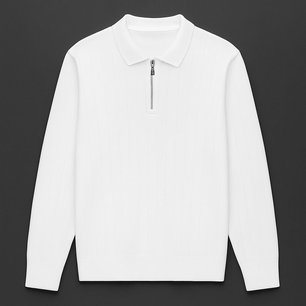 Erkek Yarım Fermuarlı Lacivert Polo Triko - M027