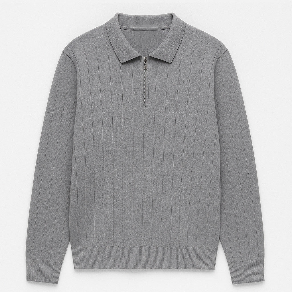 Erkek Yarım Fermuarlı Lacivert Polo Triko - M027