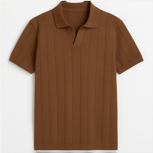 Erkek Kahverengi Polo Yaka Triko Tişört – TS038