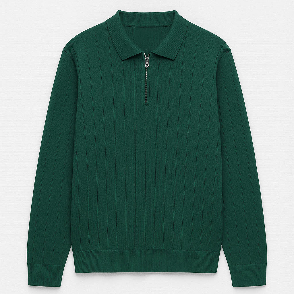 Erkek Yarım Fermuarlı Lacivert Polo Triko - M027
